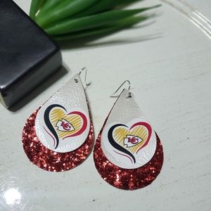 Kansas City Chiefs faux leather earrings!